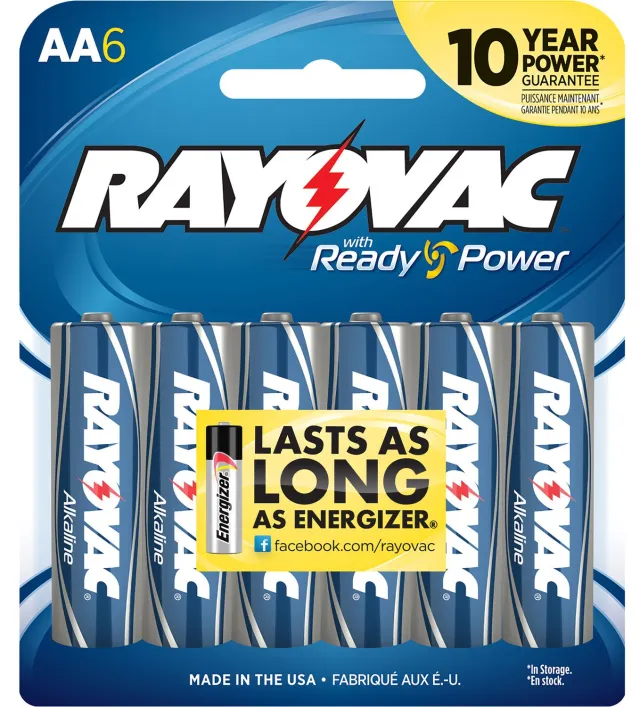 Rayovac 8156F AA Alkaline Battery - 1.5V, 2700 mAh (6 Pack) - RAY - 2,700 for sale at Smoke Wagon Firearms