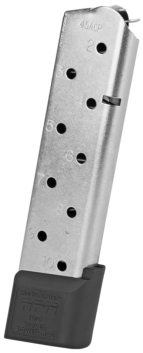 Chip McCormick Railed Power Mag 1911 45 AUTO 10 Rd Stainless - Chip McCormick - 45 AUTO