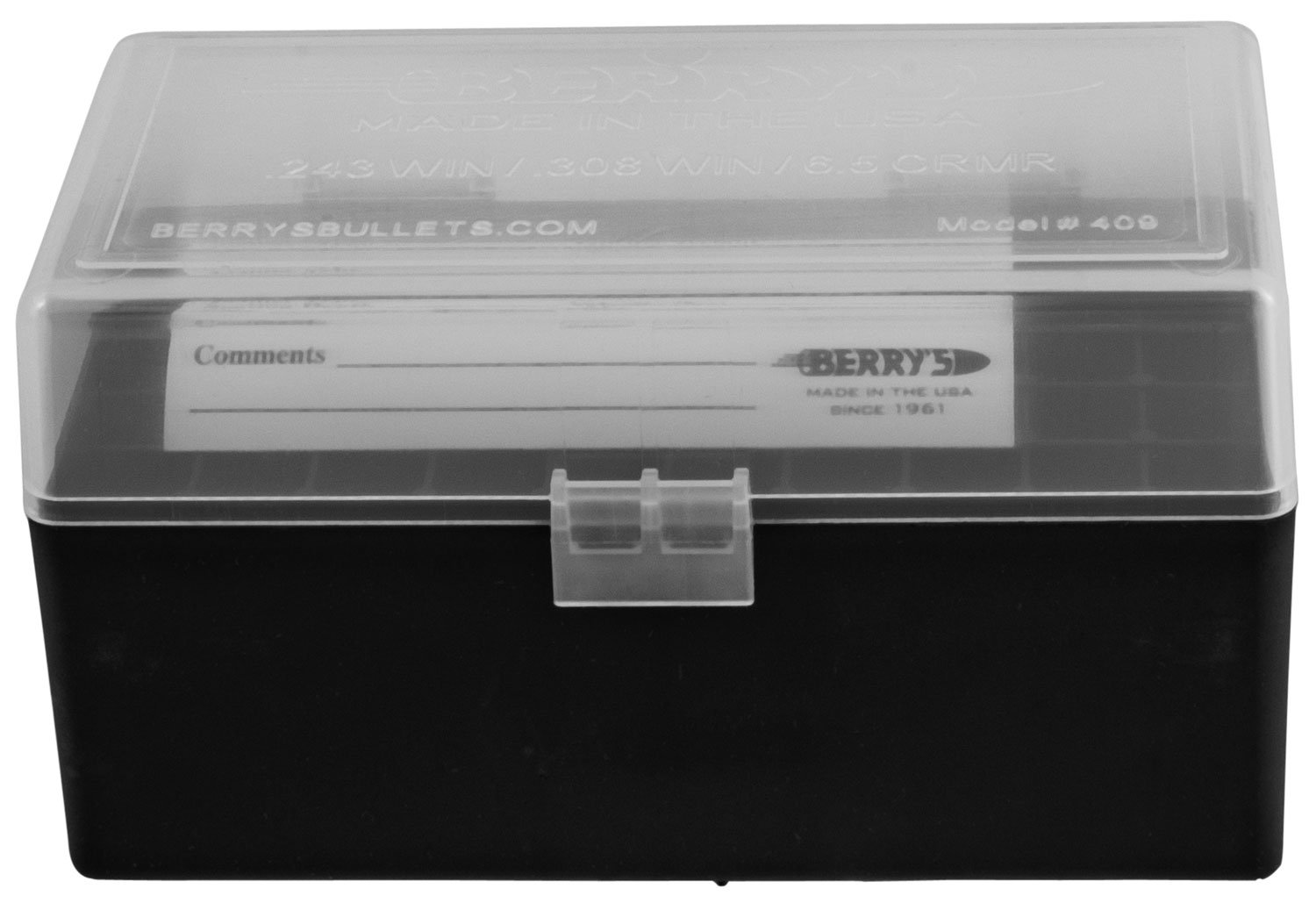 Berry's Ammo Box #409 - .243/.308 cal 50/rd Clear/Black - Berry's Mfg