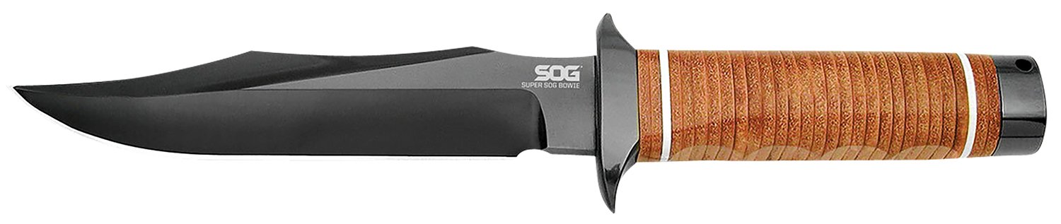 SOG Super Bowie SOGSB1TL 7.5 In Fixed Blade Black TiCN Leather - SOG