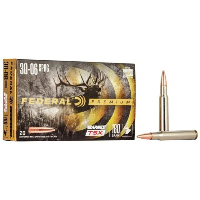 Federal P3006AE Premium 30-06 Springfield 180 gr Barnes TSX 20 Per Box/ 10 Cs - Federal Premium Ammunition - 30-06 Sprg