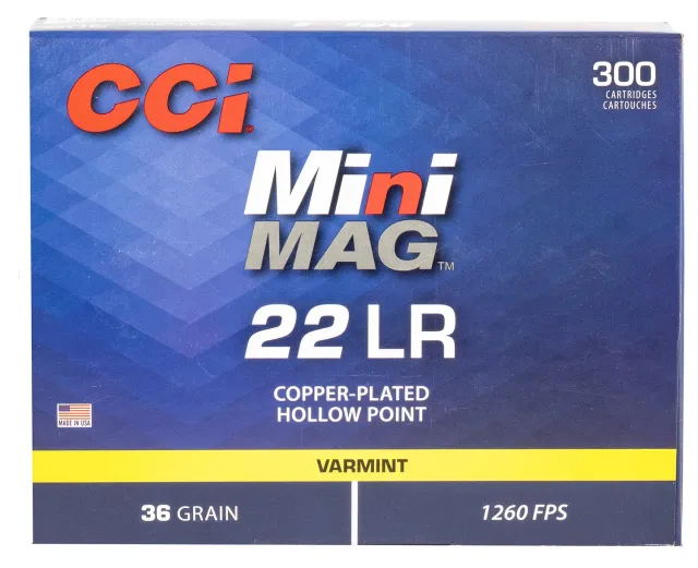 CCI 962 Mini-Mag Varmint 22LR 36gr Hollow Point 300 Rounds 1260fps