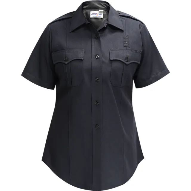 Flying Cross Justice Womens Short Sleeve Shirt Traditional Collar LAPD Navy