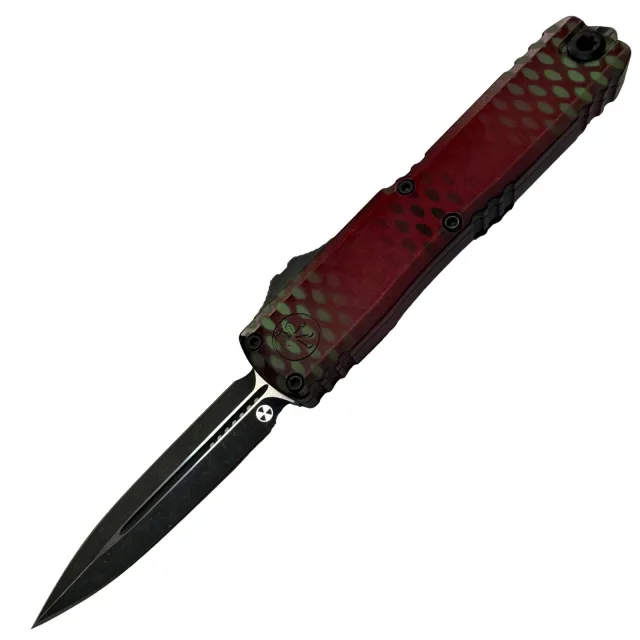 Microtech UTX-70 Gen IV 2.5 In Double Edge Green Red Aluminum Handle - MICROTECH