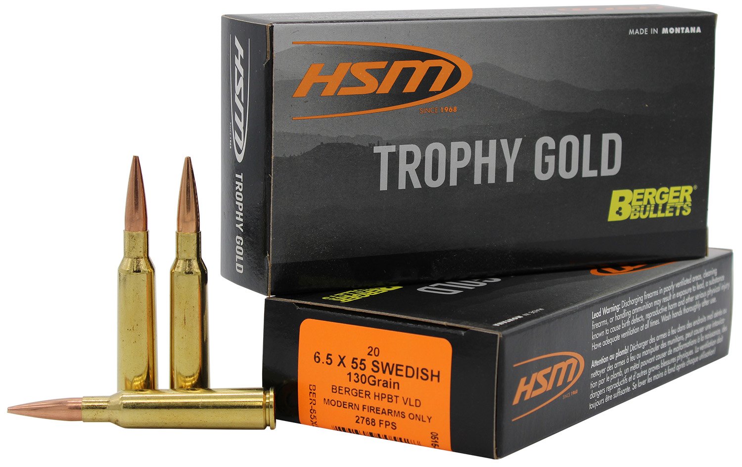 HSM 65X55130VLD Trophy Gold 6.5x55 Swedish 130gr VLD 20rd Box - HSM Ammunition - 6.5x55 SWEDISH MAUSER