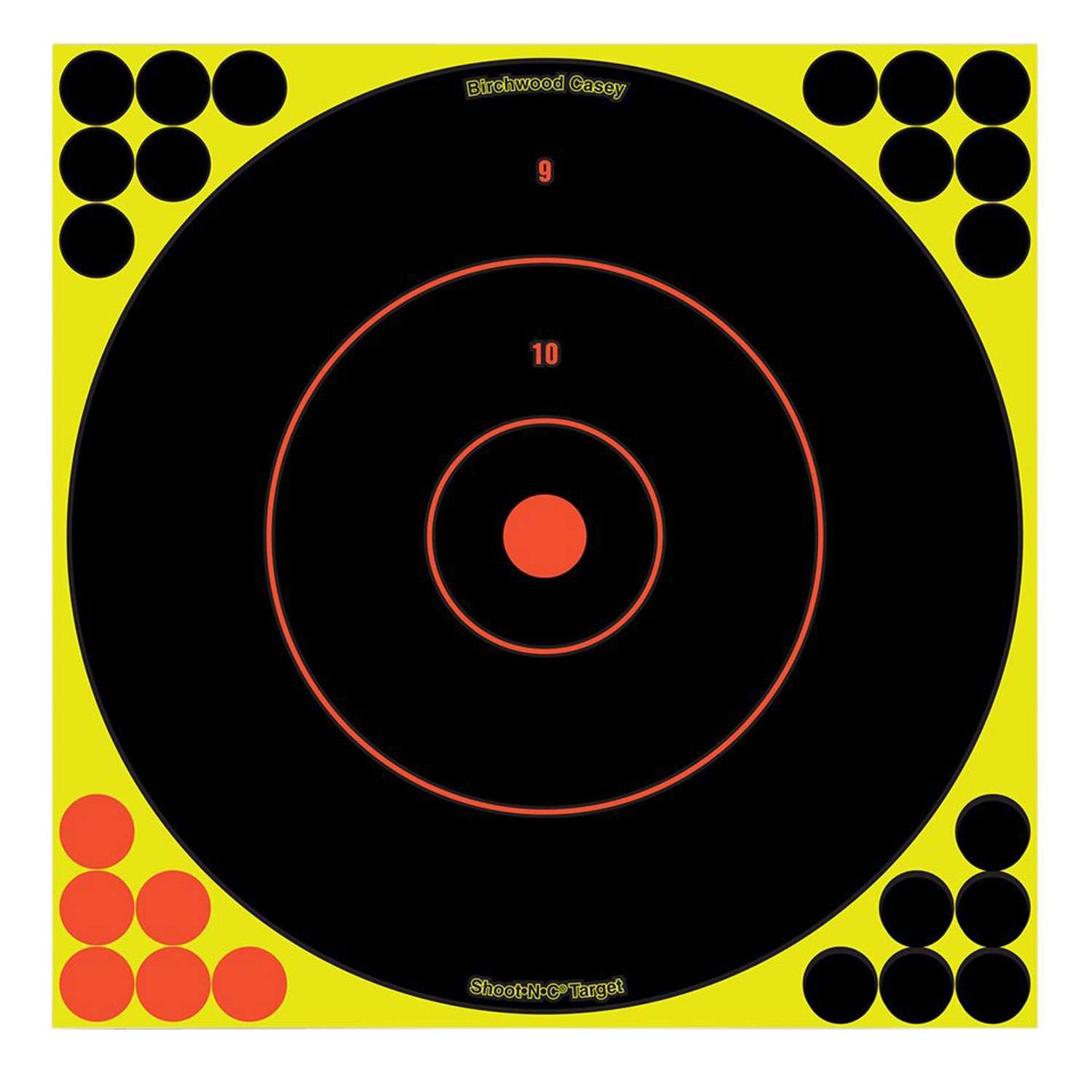 Birchwood Casey Shoot-N-C 12 In Bullseye Targets Black/Chartreuse 12-Pack - Birchwood Casey - 12"