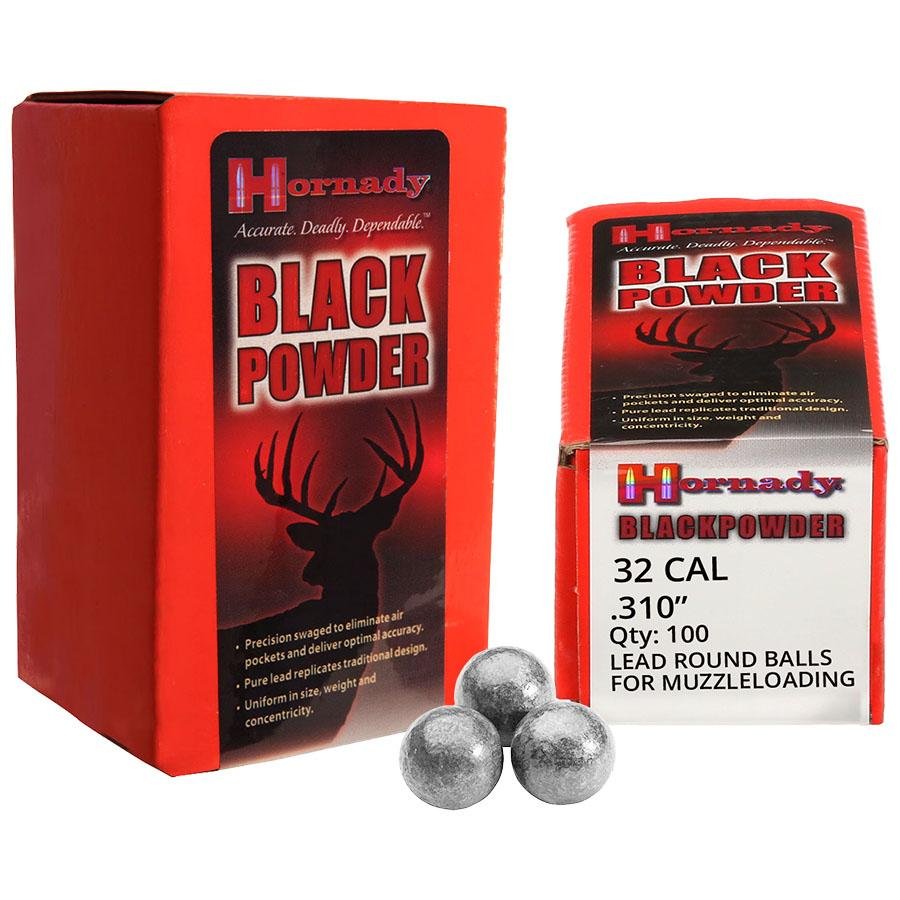 Hornady Lead Round Ball .32 Cal .310 100 Count Cold Swaged Muzzleloader - Hornady Manufacturing Company - 32 CALIBER