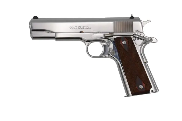 Colt O1070BSTS 1911 Govt 45 ACP 5" Barrel 7+1 Stainless Steel Frame Serrated Slide Redwood Grip