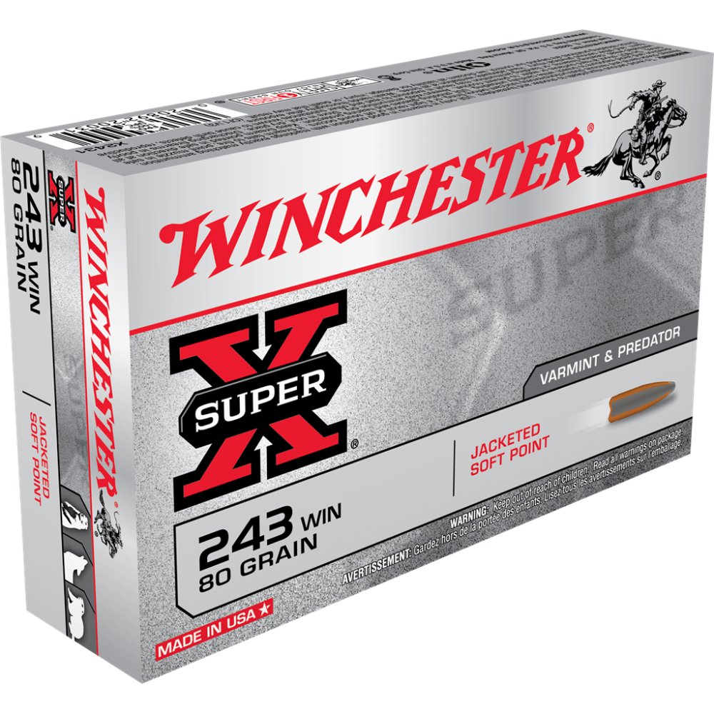 Winchester X2431 .243 Winchester 80 Grain Jacketed Soft Point 20 Rounds - Winchester - 243 Win
