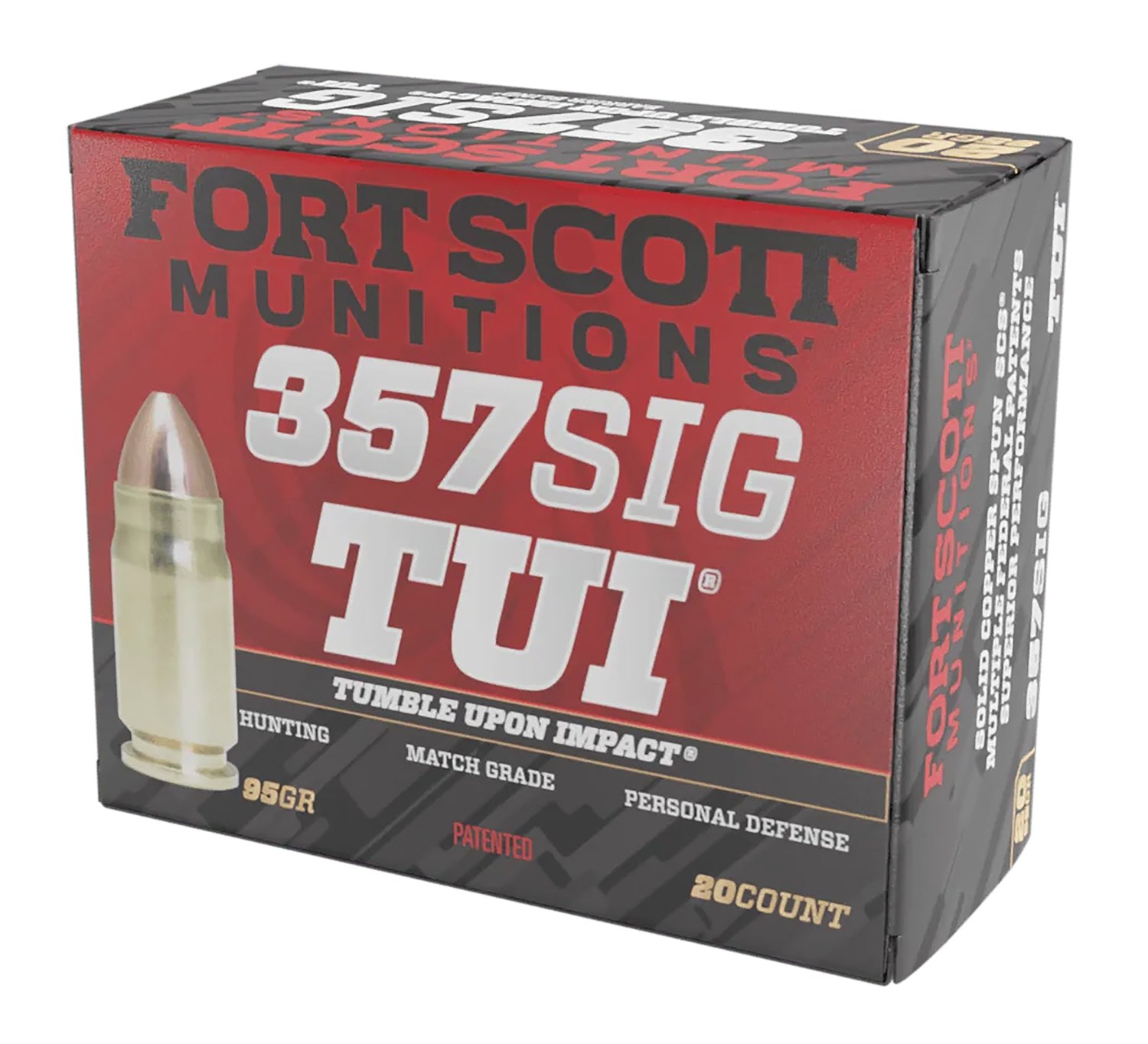 Fort Scott 357SIG095SCV TUI 357 Sig 95gr Solid Copper Ammo 20 Rounds - Fort Scott Munitions - 357 Sig