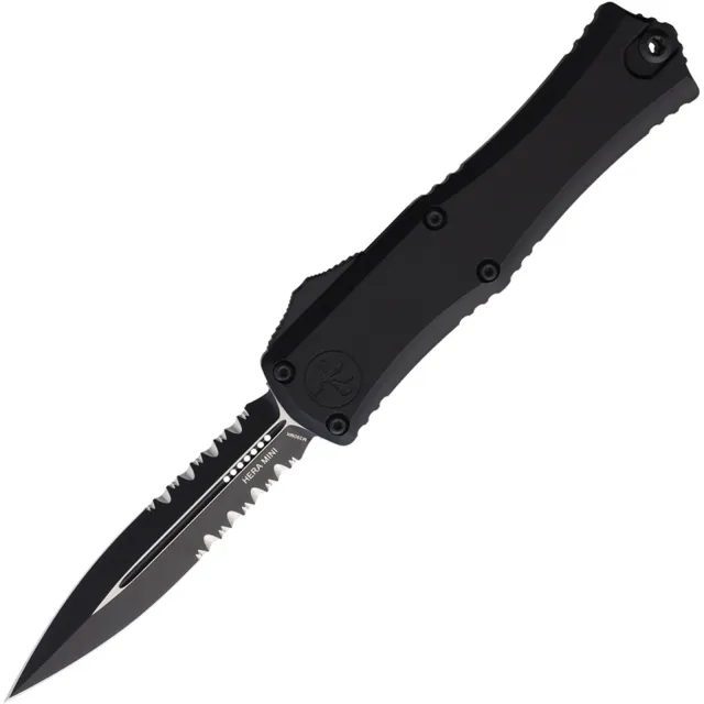Microtech Hera II Mini 2.96 In D/E Partial Serrated Black ALU Handle - MICROTECH
