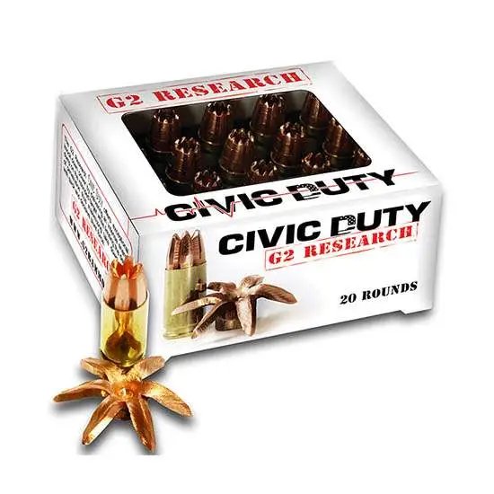 G2 Research Civic Duty 45 Auto +P 168gr Copper Expansion - G2 Research - 45 Auto