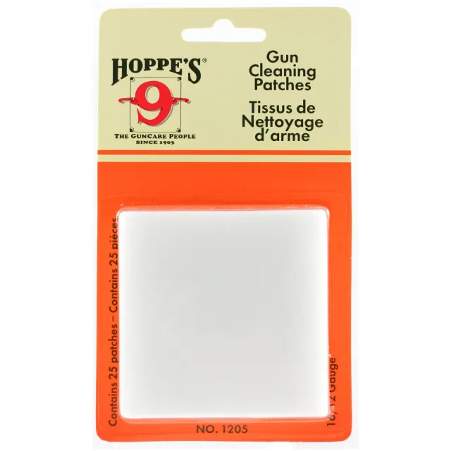 Hoppe's Gun Cleaning Patches #5 12 / 16 Gauge Synthetic 25 Per Pack - Hoppe's - #5