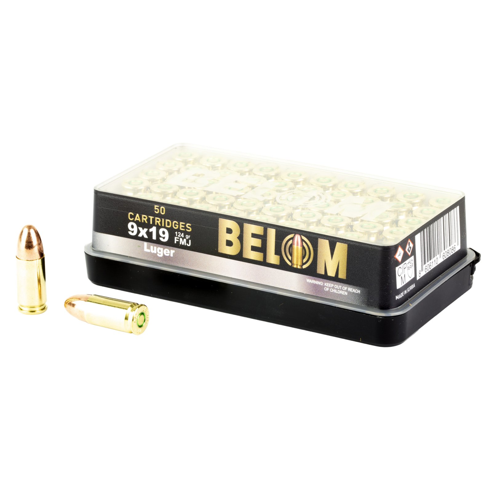 Belom 8606110608086 9MM 124 Grain FMJ 50 Rounds - Belom - 9mm Luger (9x19 Parabellum)