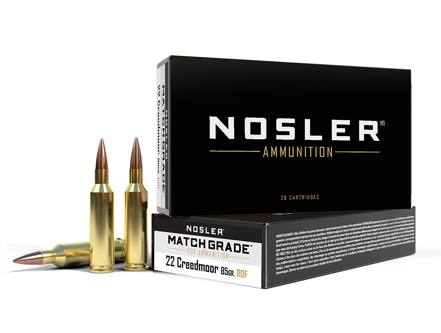 Nosler 51297 22 Creedmoor 85gr RDF HPBT Ammo, 20 Rounds, Match Grade - Nosler - 22 Creedmoor