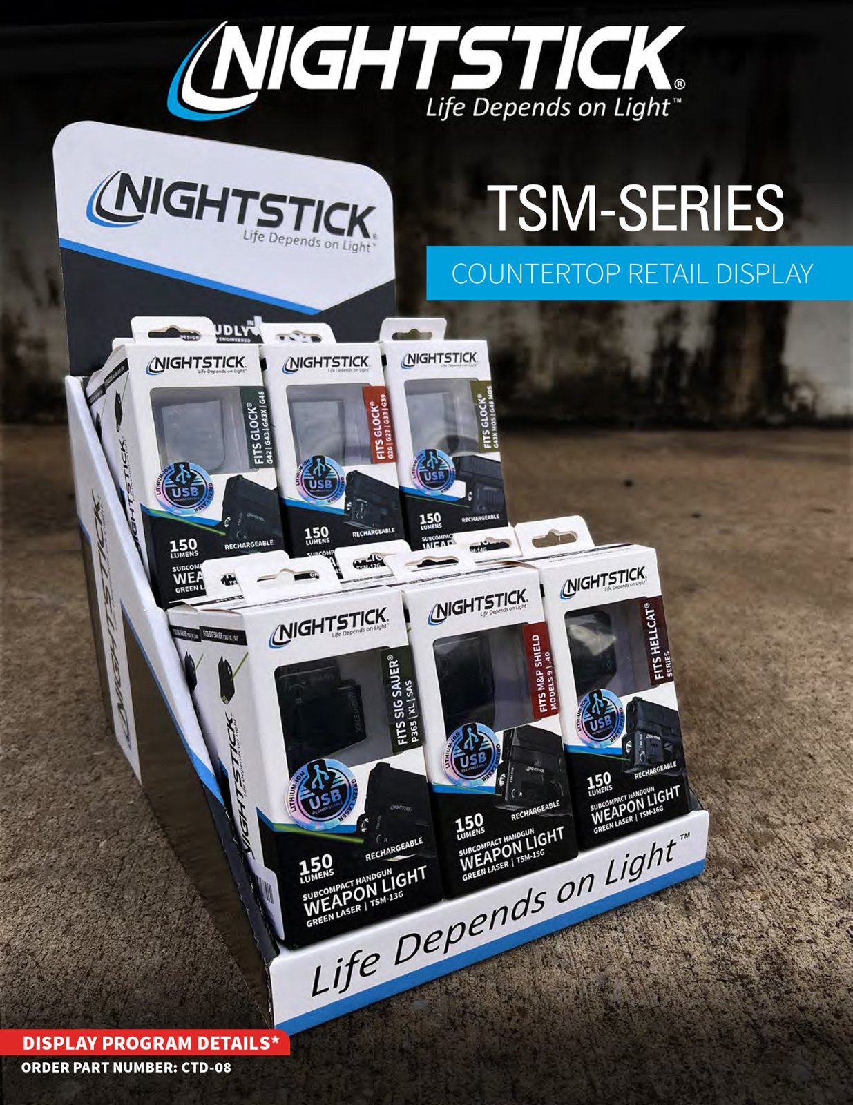 Buy Nightstick CTD08 Weapon Light Green Laser 150 Lumens 104m Range Display online