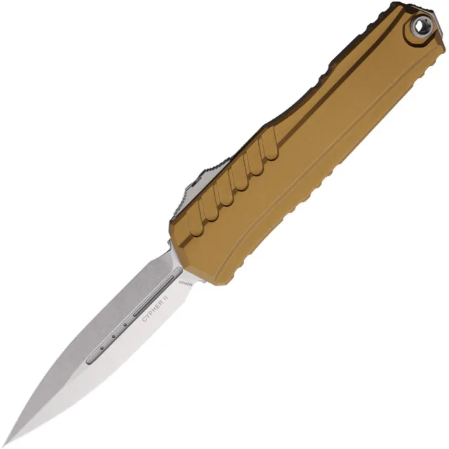 Microtech Cypher II 3.59 In D/E Stonewashed Tan ALU Handle - MICROTECH