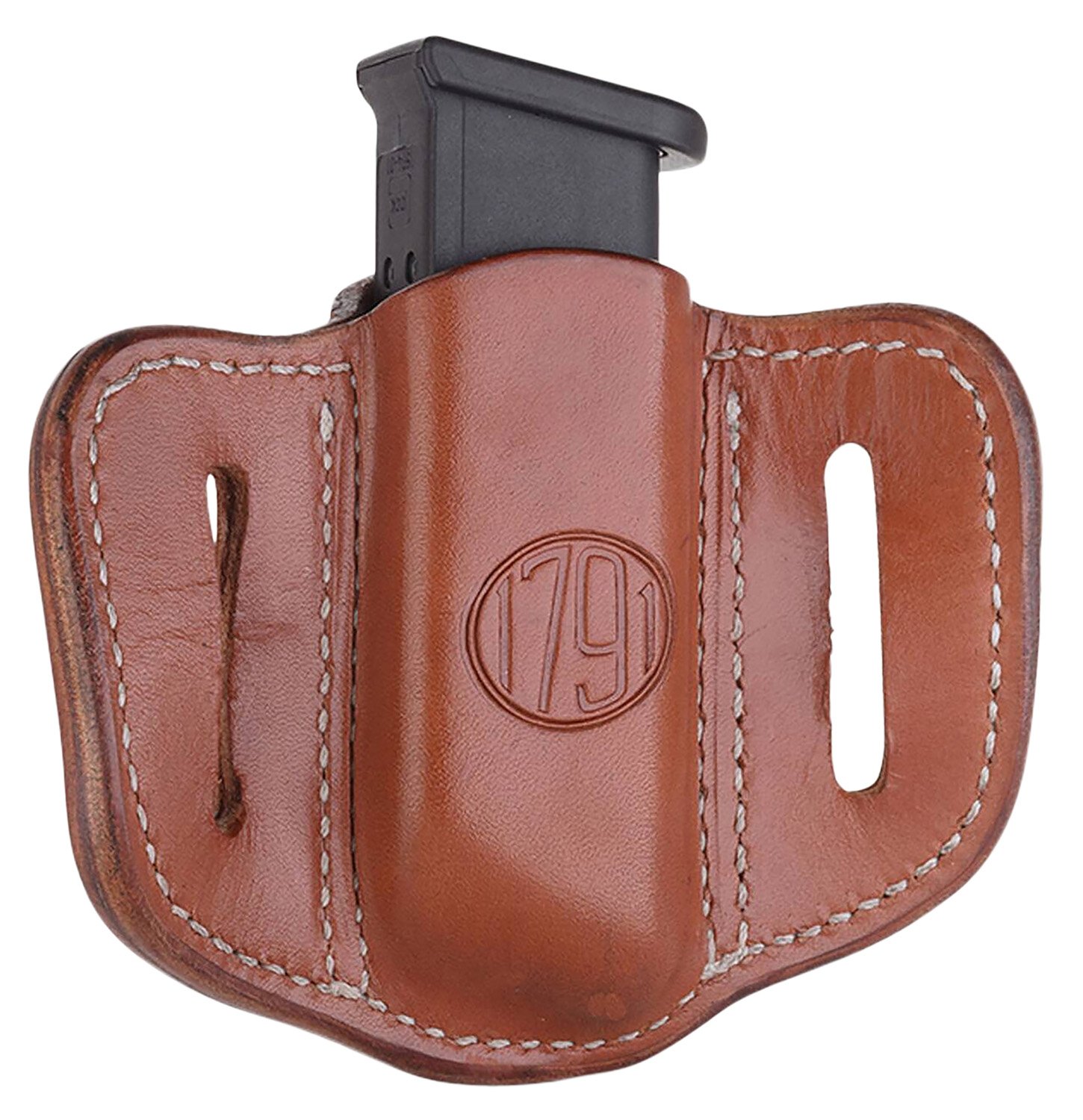 1791 Gunleather MAG12CBRA Single Mag Holster Brown Leather Belt Slide - 1791 Gunleather