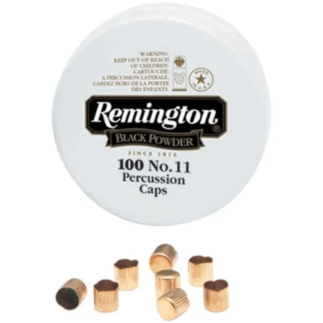 Buy Remington No. 11 Percussion Caps, 100 Pack, Gold, Enhanced Flame Volume, All-Weather Reliability - Model 22619 online