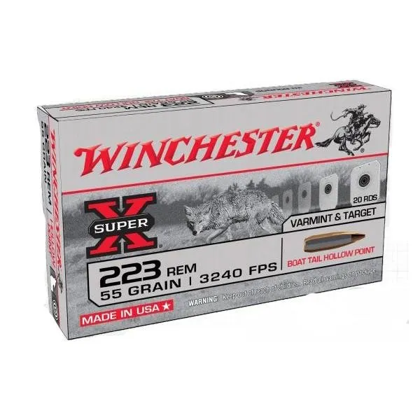 Winchester Super-x Varmint & Target Rifle Ammunition .223 Rem 55 Gr. Bthp 3240 Fps 500/ct Case (20rd Boxes)