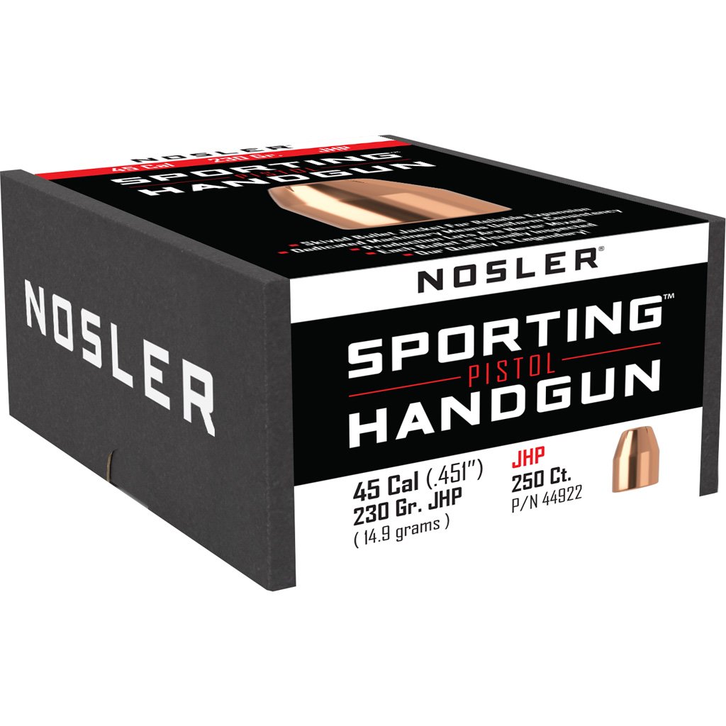 Nosler 45 Caliber Jacketed Hollow Point 230 Grain 0.451 in 250 Count - Nosler - 45 CALIBER