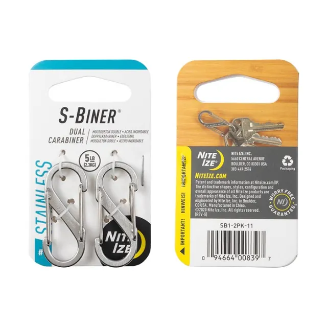 Nite-Ize S-Biner Stainless Steel Dual Carabiner #1 6-Pack