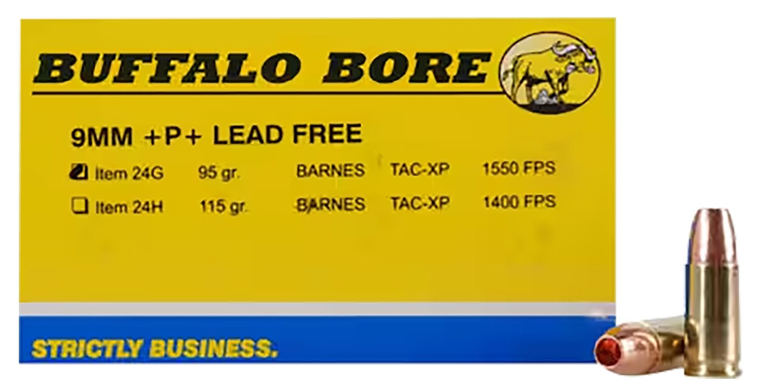 Buy Buffalo Bore 24G20 9mm Luger +P+ 95gr Barnes TAC-XP Lead-Free Ammo 20rd online