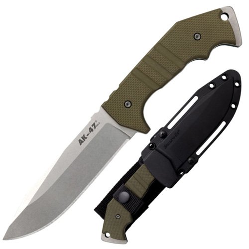 AK-47 Field Knife Drop Point 5.5" CPM 3V Blade, G-10 OD Green Handle, Secure-Ex Sheath - Cold Steel