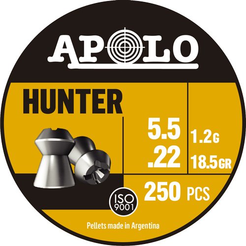 Apolo E19971 22 Cal 18.5Gr Hunter 250 Pack Premium Pellets - Apolo Pellets