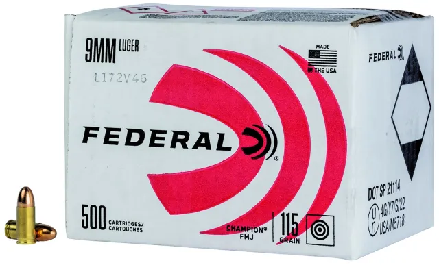 Federal C9115A500 Champion 9mm Luger 115gr FMJ 500rds Bulk Pack - Federal Premium Ammunition - 9mm Luger