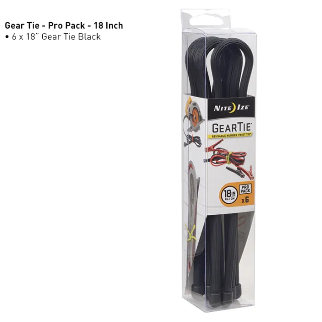 Nite-Ize Gear Tie ProPack 18 6 Pack Black
