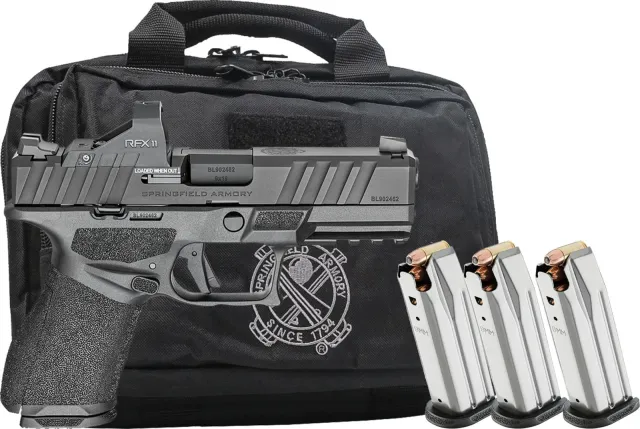 Springfield Gear Pac Echelon Alpha 4.0C Compact Handgun 9mm Luger 15rd Magazine(4) 4 Barrel U-DOT Sights Green Dot and Bag