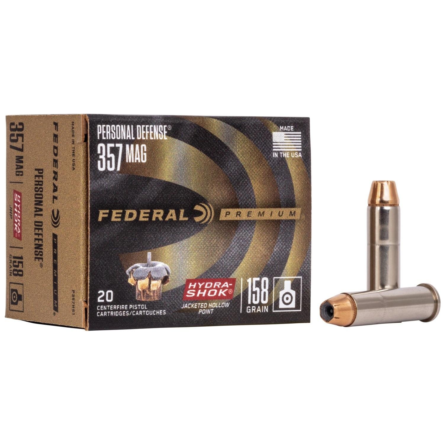 Federal P357HS1 357 Magnum 158 Grain Hydra-Shok JHP 20 Rounds Box - Federal Premium Ammunition - 357 Mag