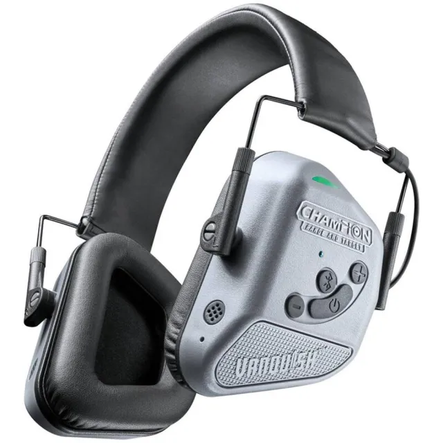 Champion Vanquish Pro 24dB Electronic Earmuff, Gray - Bluetooth-Enabled, HD Speakers, Omnidirectional Microphones, 200hr Runtime