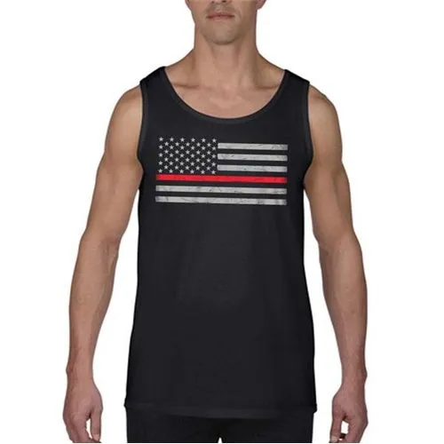 Thin Blue Line Tank Classic Thin Red Line Big Logo Black XXL