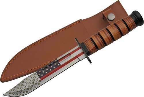 SZCO 211461 Rite Edge 7" Flag Combat Fighter Knife 12" OAL with Sheath - SZCO Supplies