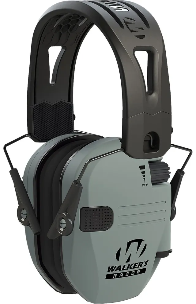 Walkers Razor Tacti-Grip Electronic Ear Muffs 23 dB NRR Battleship Grey - Walker's