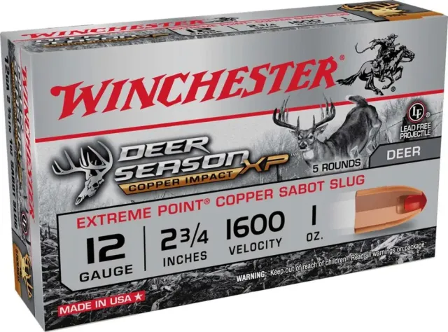 Winchester Deer Season XP Copper Impact 12 Gauge Shotshell 5 Rounds 2 3/4" Sabot Slug 1 Ounce