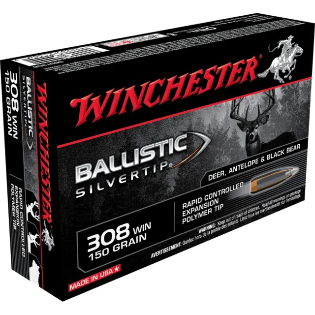 Winchester Ammo SBST308 Ballistic Silvertip 308 Win 150 gr Rapid Controlled Expansion Polymer Tip 20 Per Box/ 10 Cs - Winchester - 308 Win