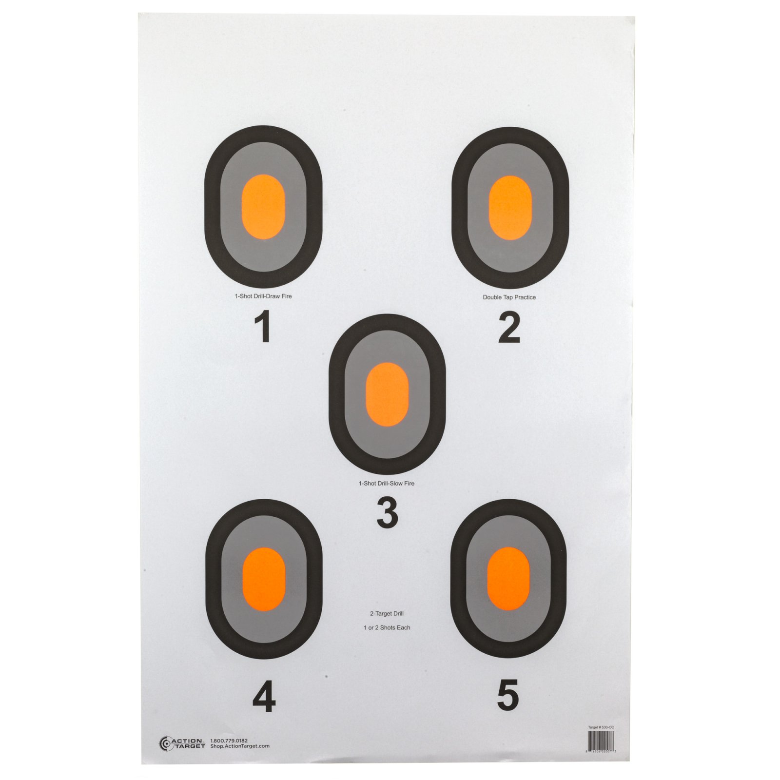 Action Target 530-OC-100 Bulls-Eye 5-Target 23"x35" Orange Center 100-Pack