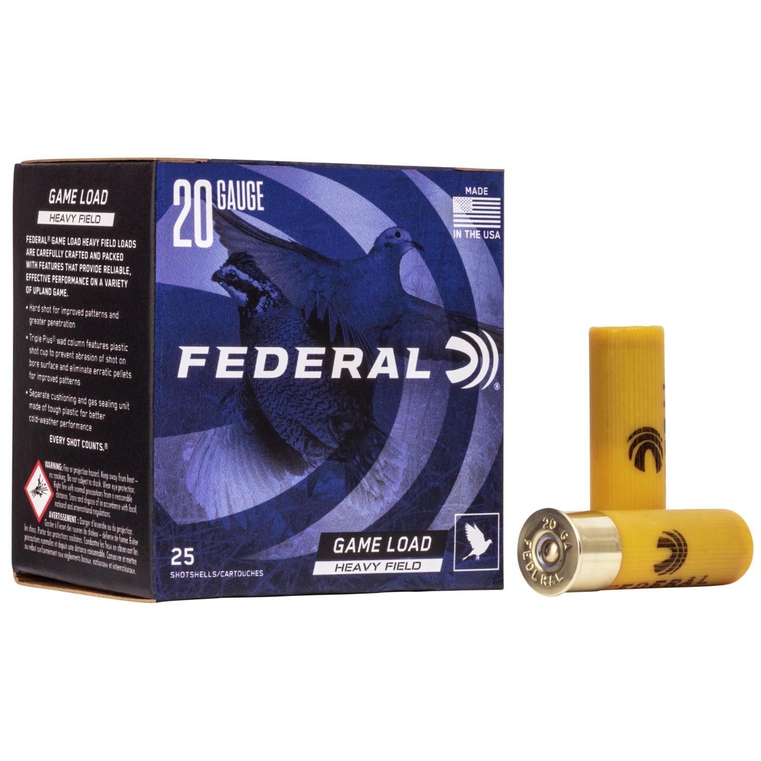 Federal H2026 Game-Shok Heavy Field 20 Gauge 2.75" 1 oz 1165 fps 6 Shot 25 Bx/10 Cs - Federal Premium Ammunition - 20 Gauge