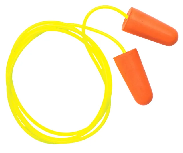 PYRA DP1001 Corded Foam Earplugs 32dB Yellow/Orange 100 Pair - PYRA