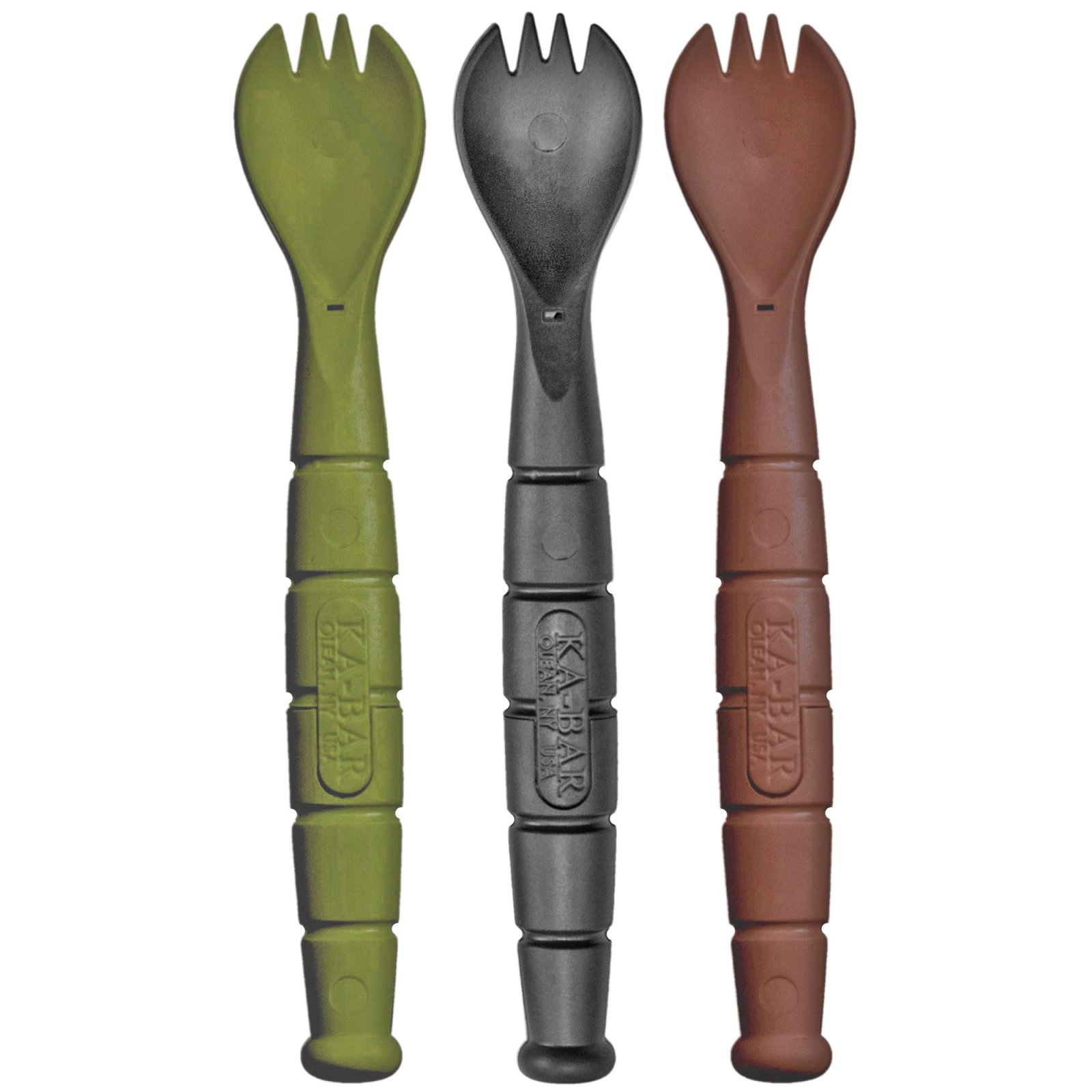 Ka-Bar K9909MIL Mil-Spec Spork/Knife 3-Pack OD Green/Black/Brown - Ka-Bar