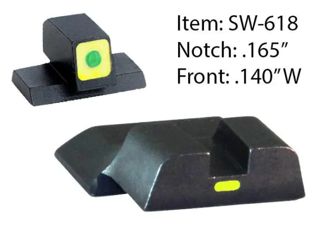 AmeriGlo SW-618 CAP Tritium Night Sights S&W M&P Shield LumiGreen