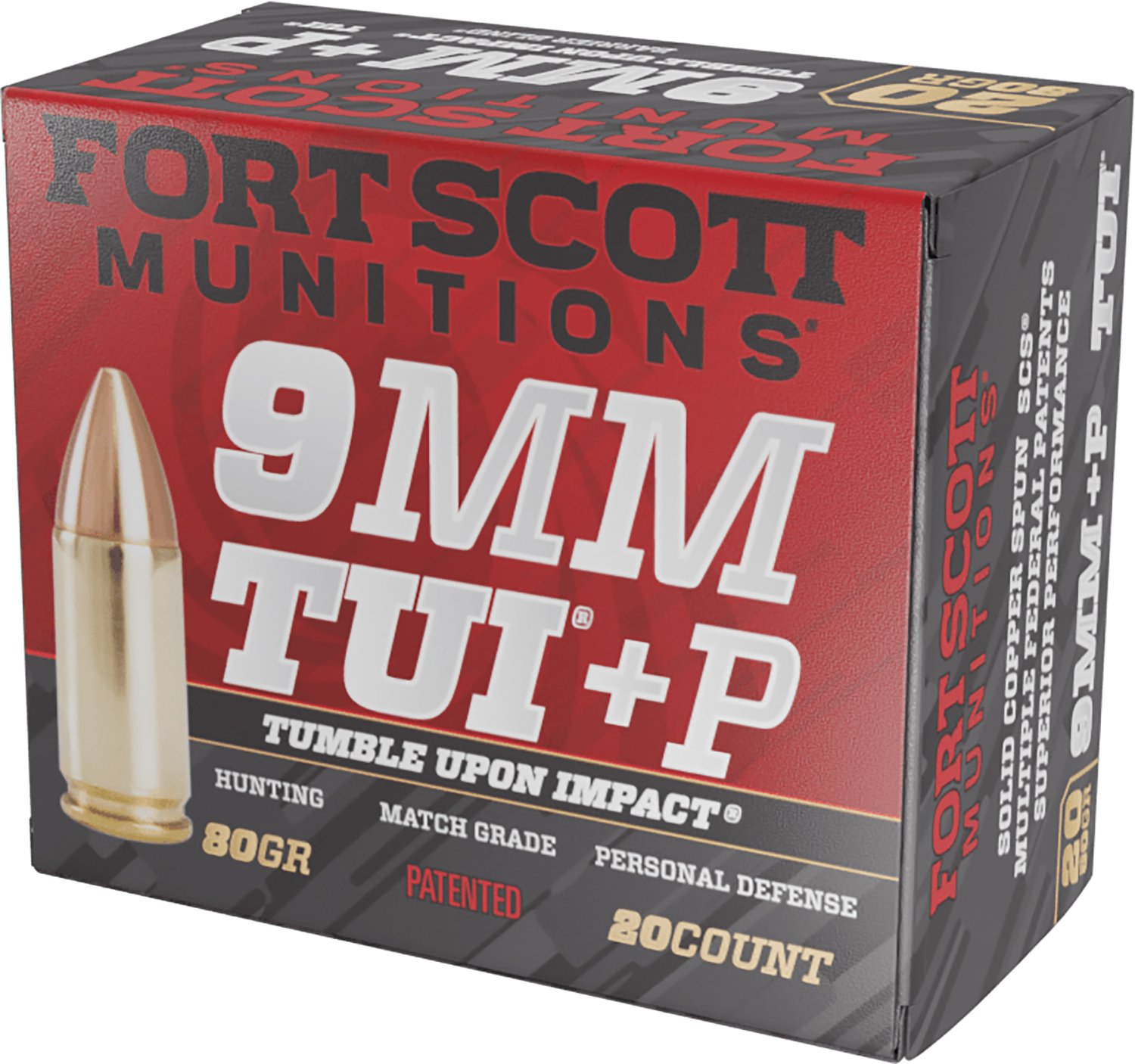 Buy Fort Scott Munitions 9MM+P-080-SCV Tumble Upon Impact (TUI) 9mm+P 80gr... online