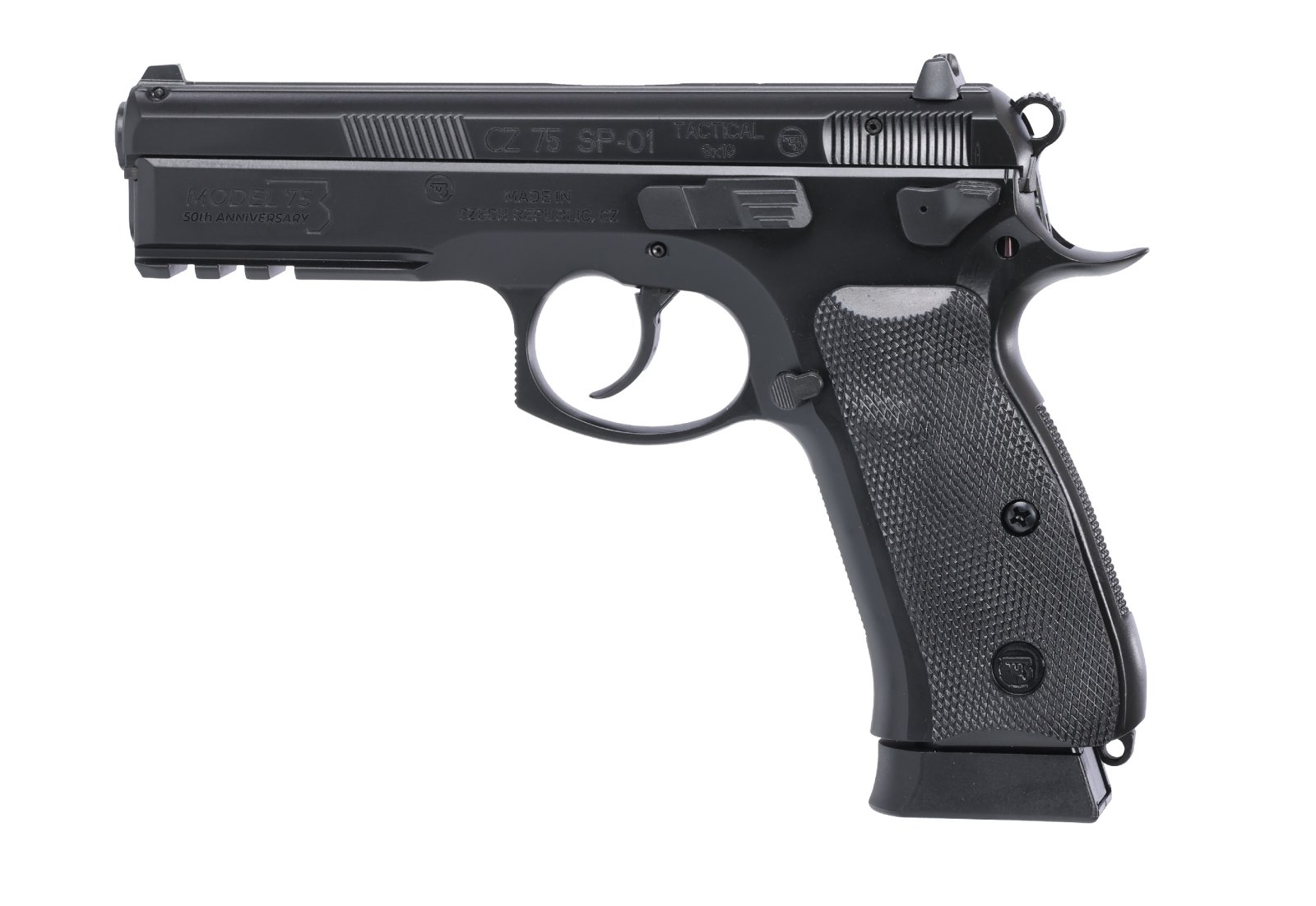 CZ 75 SP-01 Tactical 50th Anniversary Elite Pistol 9 mm 4.6 in. Black w/Ambi Decocker 19 rd. - CZ-USA - 9mm