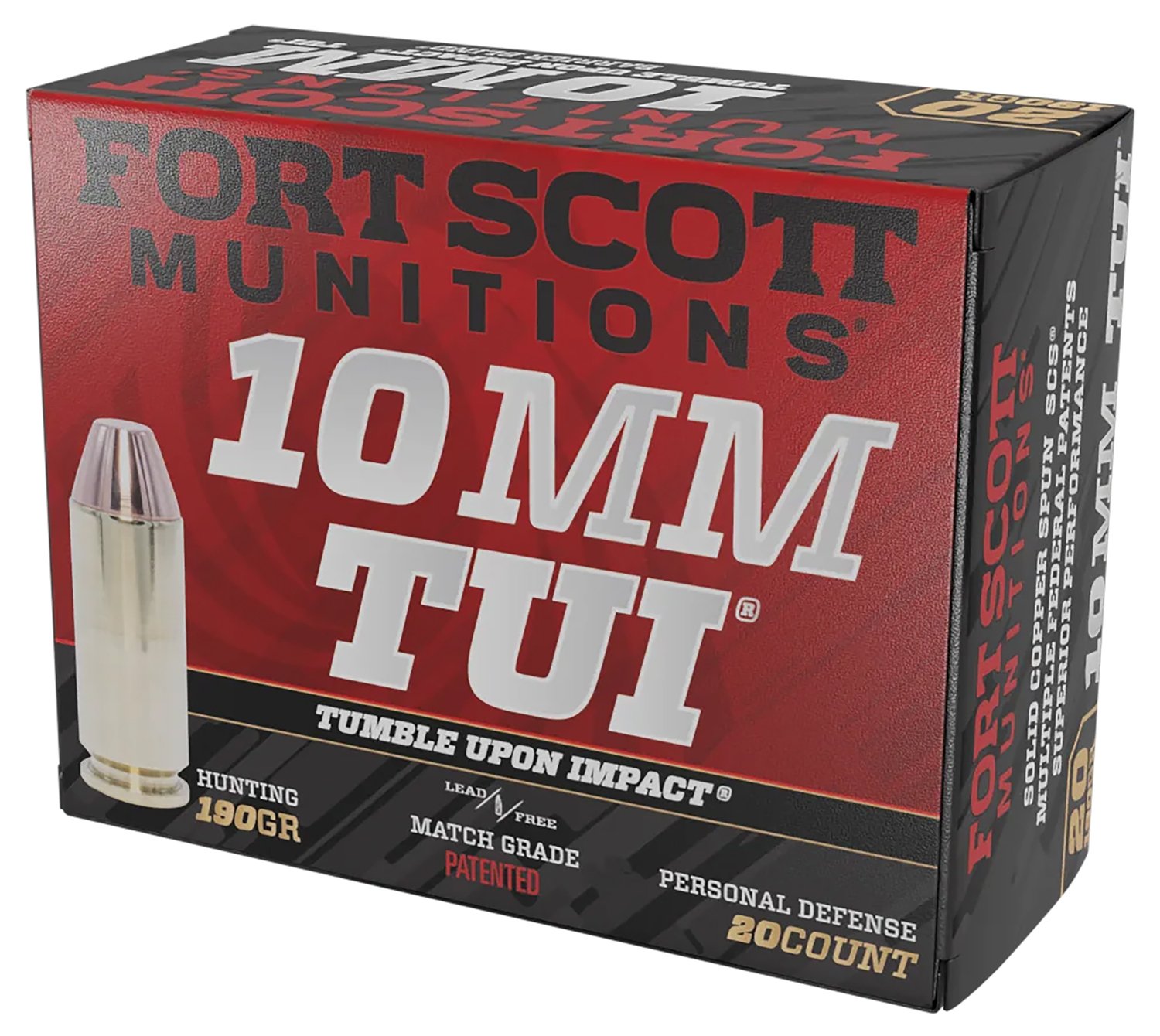 Fort Scott Munitions 10MM-190-SCV2 Claw Defense 10mm 190gr Solid Copper Spun 20 Per Box/25 Case - FSM - 10mm Auto