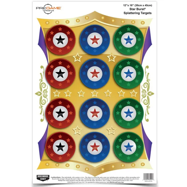 Birchwood Casey Pregame 35572 12x18 Star Burst Paper Target 8 Pack - Birchwood Casey