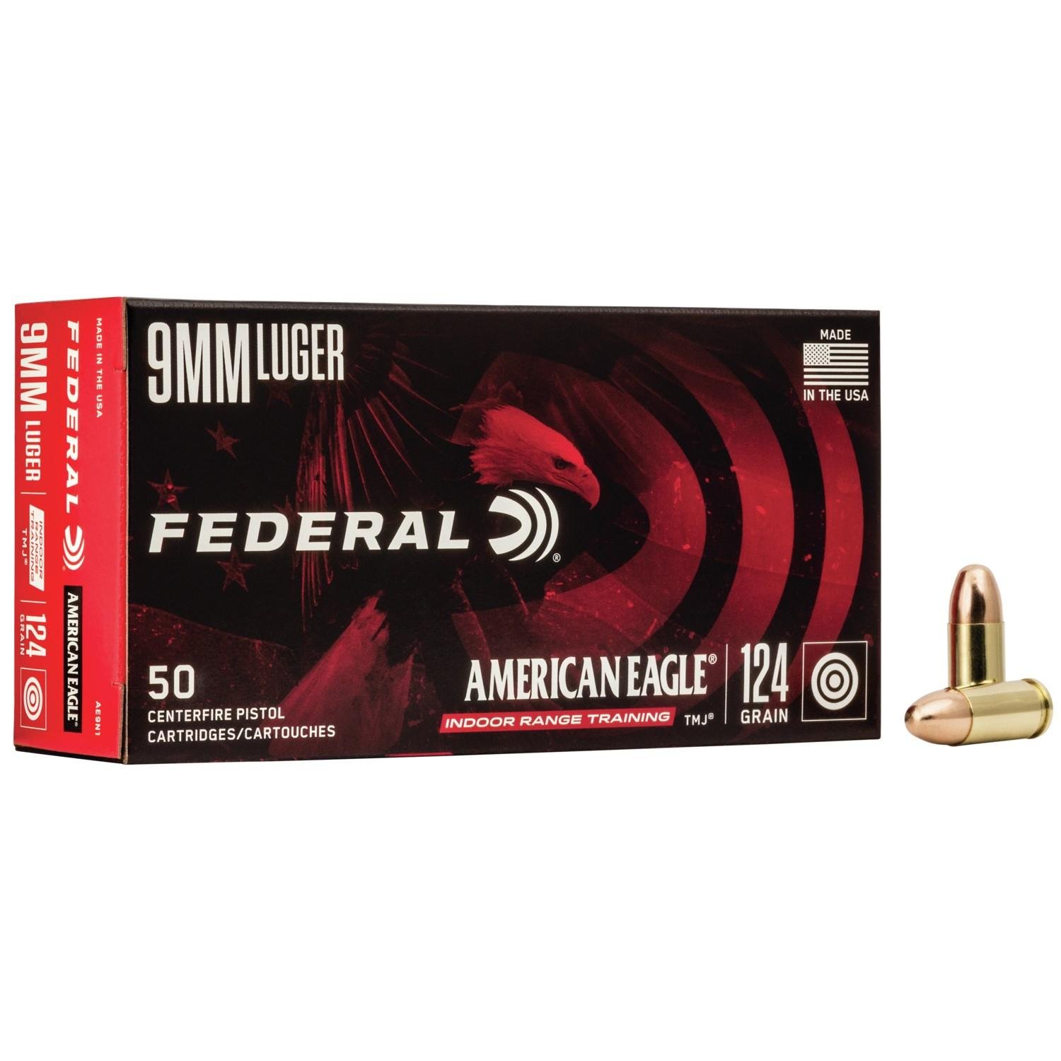 Federal Premium Ammunition AE9N1 9mm Luger 124 Grain TMJ 50 Box - Federal Premium Ammunition - 9mm Luger