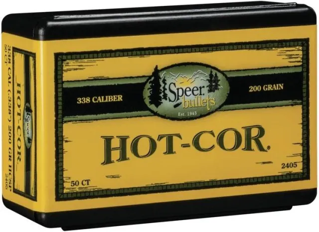 Speer 2405 Hot-Cor .338 Caliber 200gr Spitzer Soft Point 50/Box - Speer - 338 Caliber